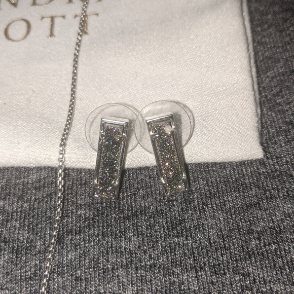 KS Necklace Earrings Set in Multi Drusy/ Silver - Picture 3 of 9